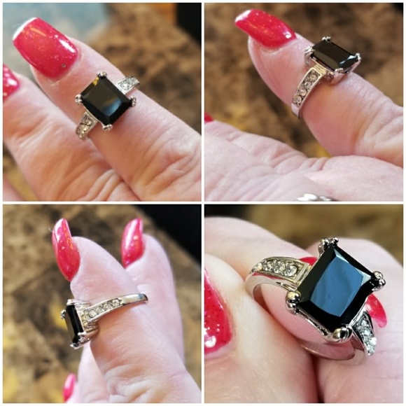 Genuine 3.1ct Black Onyx Ring Size 5 & 6 - Picture 3 of 4